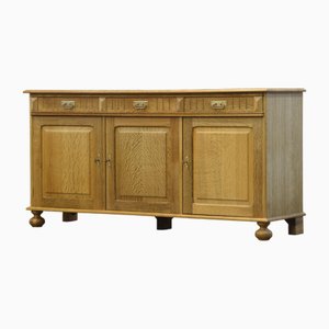 Danish Brutalist Light Oak Low Sideboard in the style of Henning Kjærnulf, 1970s