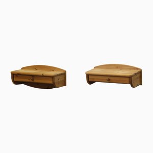 Danish Wall Hanging Bedside Tables in Pine, 1970s-1980s, Set of 2