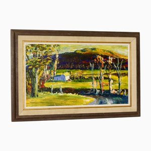 R Torrent, Countryside Serenity, 1960s, Oil on Board, Framed