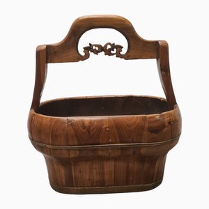 Seau à Eau Mid-Century en Bois, Chine, 1950s