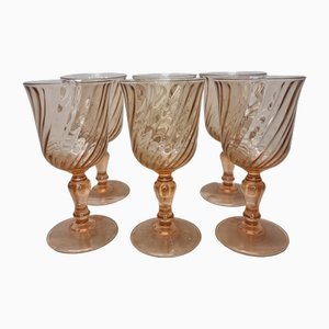 Copas de vino Rosaline Swirl Mid-Century. Juego de 6