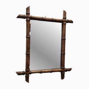 Vintage French Faux Bamboo Mirror, 1930s