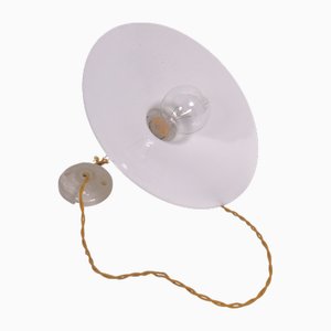 Lampada a sospensione vintage con paralume in vetro bianco, anni '30
