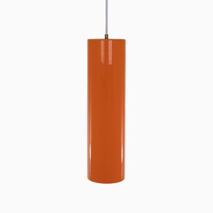Zylinderförmige Hängelampe aus orangefarbenem Muranoglas von Venini, 1950er