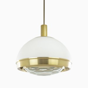 Brass and Diamond Glass Pendant by Pia Guidetti Crippa for Lumi Milano, 1960s