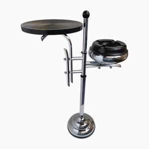 Art Deco Standing Ashtray Side Table in Chrome and Bakelite from Demeyere, 1930s
