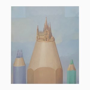 Zbigniew Wozniak, Tres Gracias (Sagrada Familia y Notre-Dame), 2017, Óleo a bordo