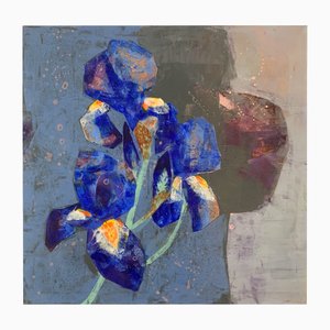 Anna Masiul-Gozdecka, Iris azules, 2023, Acrílico sobre lienzo
