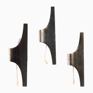 Lampade da parete Mid-Century in argento di Wilhelm Braun Feldweg per Doria Leuchten, Germania, 1960, set di 3