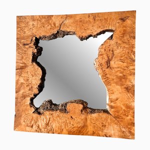 Burr Wood Wall Mirror with Live Edge, United Kingdom, 1980s