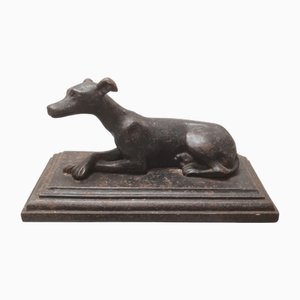 Estatua francesa de hierro fundido de un galgo, 1900