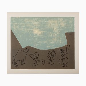 Pablo Picasso, Bacchanale, Musiciens et Taureau, Linogravure