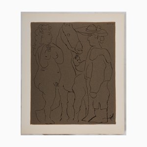 Pablo Picasso, Pareja de enamorados y caballo, Linograbado