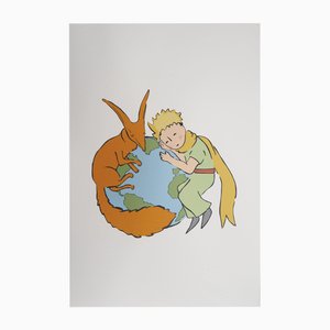 Antoine de Saint-Exupéry, Der kleine Prinz und der Fuchs beschützen die Erde, Lithographie
