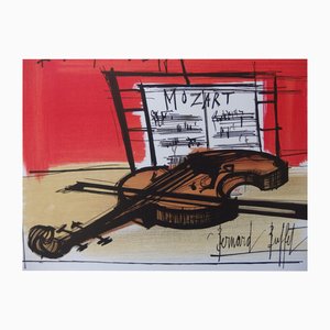 Bernard Buffet, Still Life with Violin, Lithograph