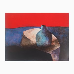 Claude Gaveau, Nature morte au vase, Lithograph