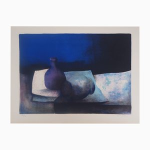 Claude Gaveau, Nature morte au vase bleu, Lithograph