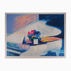 Claude Hemeret, Le piano blanc, Lithograph