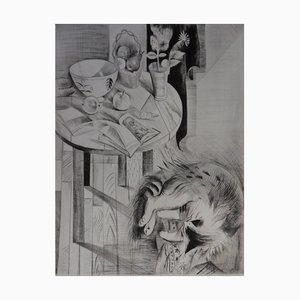 Emilia Mily Possoz, The Cat's Rest, Original Engraving