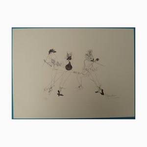 François Boucheix, The Musician Roosters, Lithographie