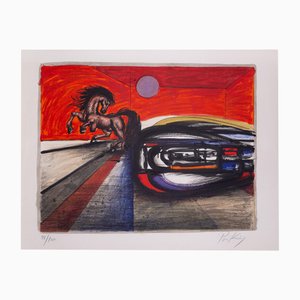 Franz Priking, Cheval fougueux au Clair de Lune, Lithograph