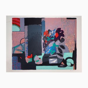 Gabriel Godard, Still Life with Multicolored Bouquet, Lithograph
