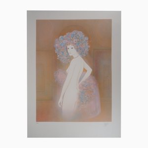 Guy Ribes, Girl in Flowers, Lithograph