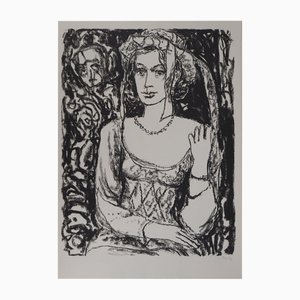 Leopoldo Presas, Young Woman with a Pearl Necklace, Lithograph