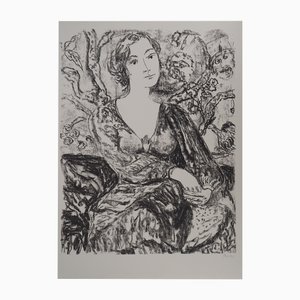 Leopoldo Presas, Nachdenkliche junge Frau, Lithographie