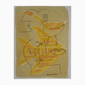 Victor Brauner, Retrato surrealista (Traces Interstices), Litografía