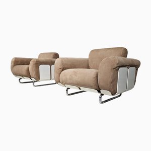 Set of Senzafine Lounge Chairs in Suede by Eleonore Peduzzi Riva for Zanotta, 1960s