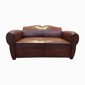 Art Deco Leather Club Sofa