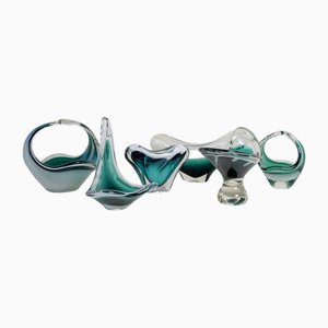 Pezzi moderni Mid-Century Art in vetro di Flygfors, Svezia, 1955, set di 6