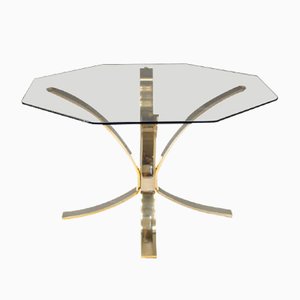 Vintage Brass & Smoked Glass Coffee Table, 1960s