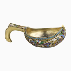 Silver and Enamel Kovsh by Alexander Lubavin's Workshop, 1890s