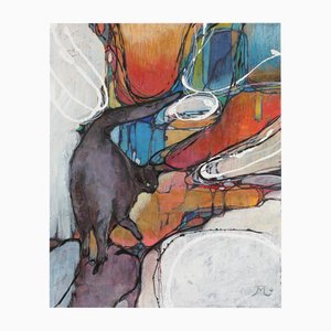 Miyuki Takanashi, City Cat, 2024, Technique mixte sur toile