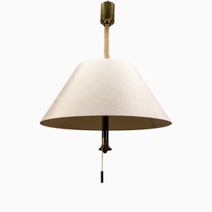 Large Adjustable Brass and Light Beige 5-Light Pendant Lamp, 1980s