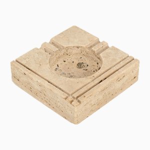 Mid-Century Modern Square Travertine and Marble Ashtray by Mannelli, 1970s