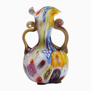 Millefiori Murano Glass Vase with Handles from Fratelli Toso, 1920s