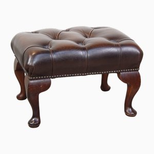 Chesterfield Ottomane aus Dunkelbraunem Rindsleder