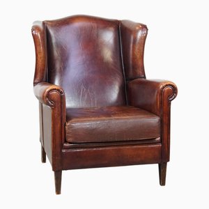 English Style Wing Chair in Sheep Leather