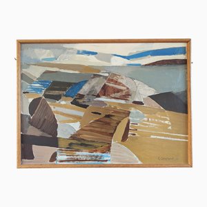 Coastal Abstraction, 1950s, Oil Painting, Framed