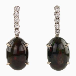 Earrings with Opals and Diamonds, 2000s, Set of 2