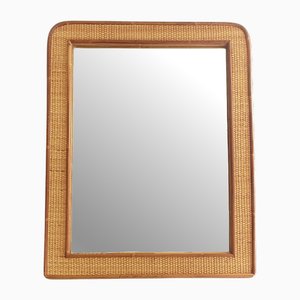 Large Mirror Rattan and Woven Wicker by Gabriella Crespi, 1960s