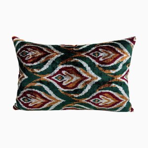 Handmade Velvet Lumbar Cushion Cover with Traditional Design, 2000s