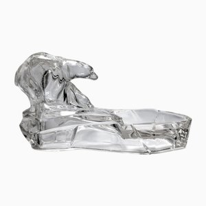 Böhmischer Vide-Poche aus Kristallglas mit Eisbären von Karel Zentner, 1920er