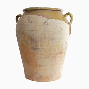 Antiker spanischer Olivenölkrug aus Terrakotta mit Patina, 1890er