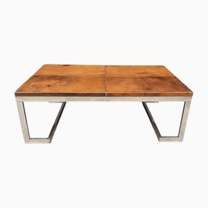 Couchtisch aus Leder & Chrom, 1970er