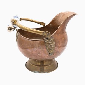Antique Helmet Coal Scuttle in Copper