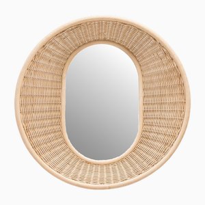 Vintage Mirror in Braided Rattan Frame